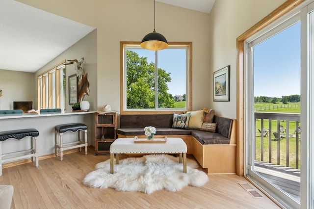 8051 165th St E, Credit River Twp, MN 55372 - living room featuring wood finished floors and lofted ceiling