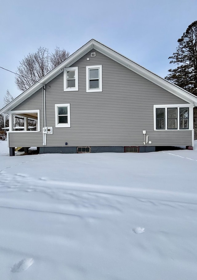 view of snow covered exterior