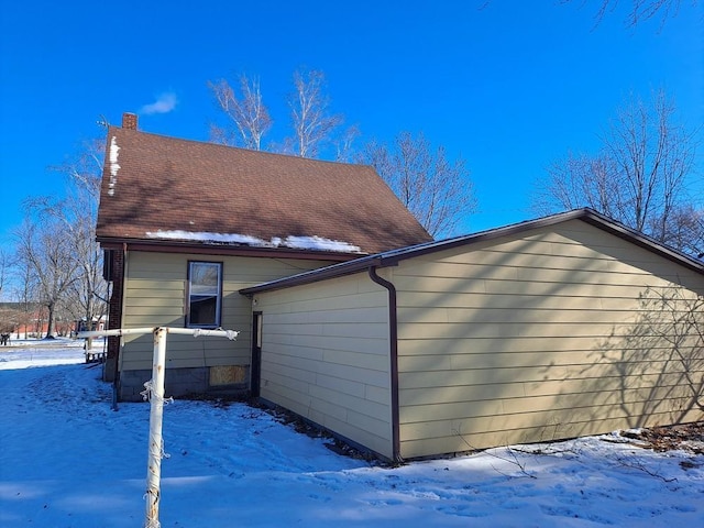 view of snow covered exterior