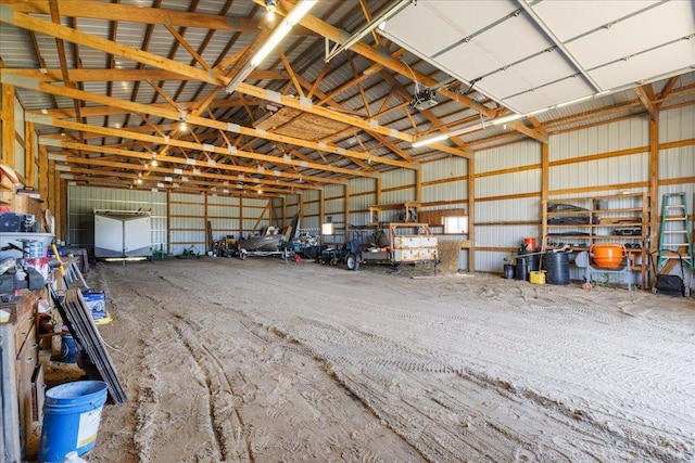 garage featuring metal wall