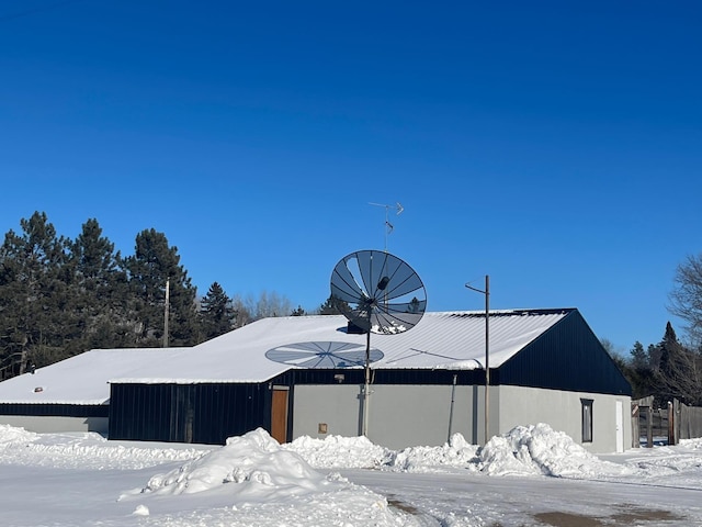 view of snow covered exterior