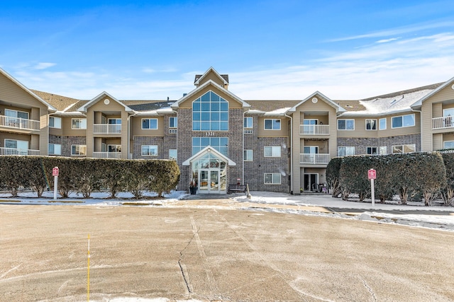 view of snow covered property