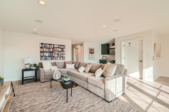 living room featuring light hardwood / wood-style floors