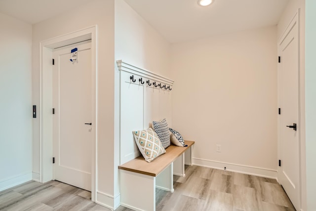 mudroom featuring light wood-type flooring