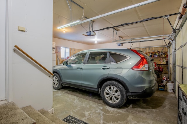 garage with a garage door opener