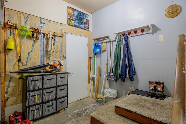 interior space featuring unfinished concrete floors