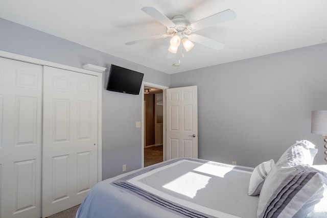 2955 Saint Onge Dr NE, Bemidji, MN 56601 - carpeted bedroom with a closet and a ceiling fan