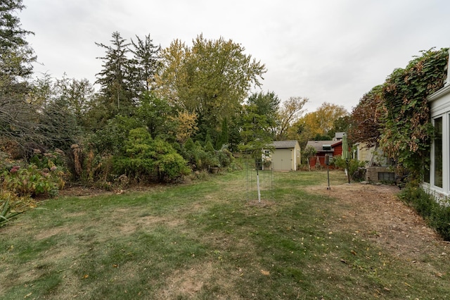 view of yard featuring an outdoor structure