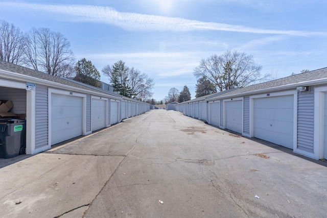 view of street with community garages