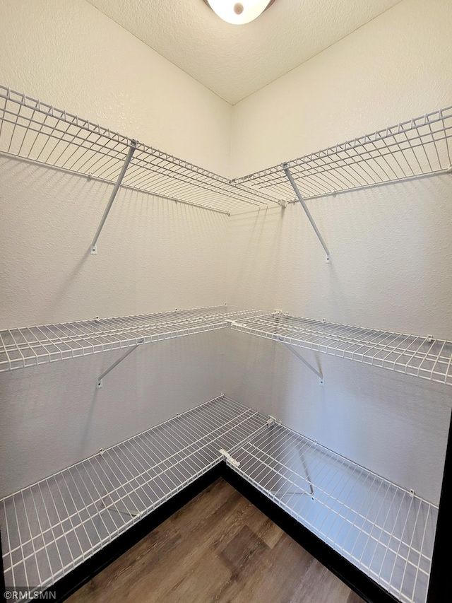 walk in closet with hardwood / wood-style floors