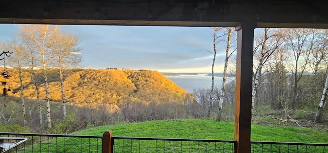 mountain view featuring a water view