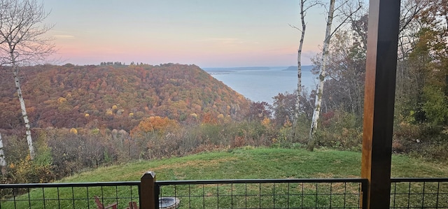 property view of mountains featuring a water view
