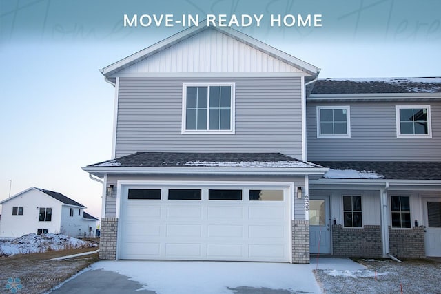 view of front property with a garage