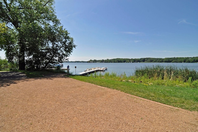 water view featuring a dock