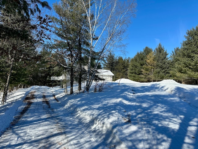 view of yard layered in snow