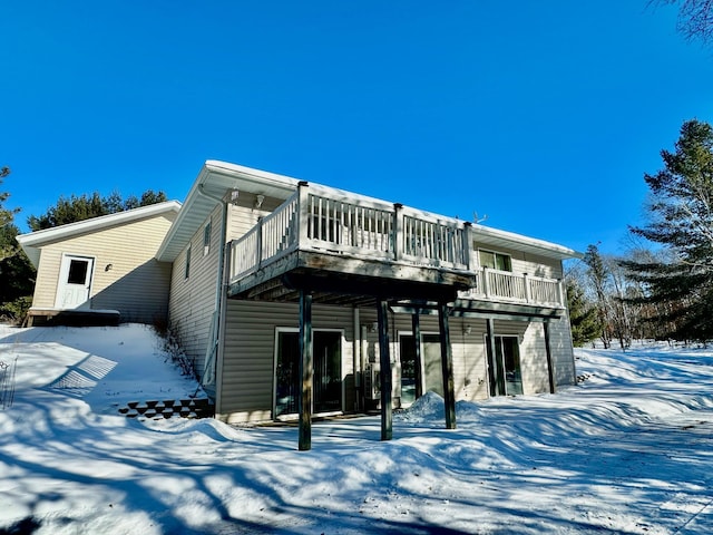 exterior space featuring a wooden deck