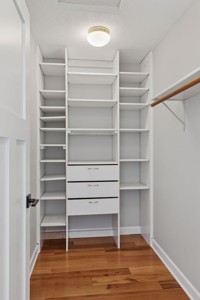 spacious closet featuring wood finished floors