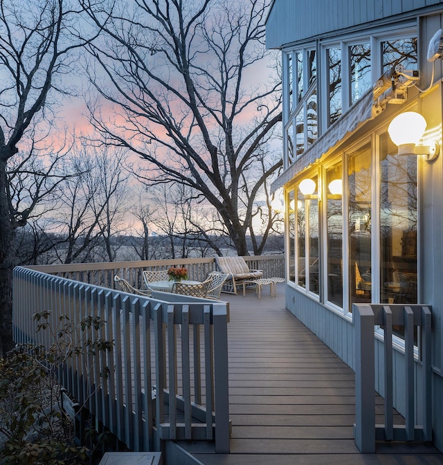 view of deck at dusk