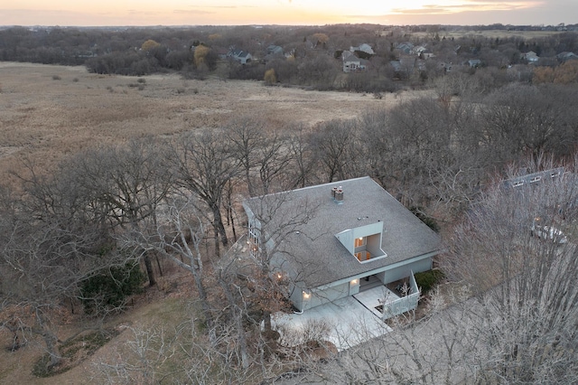 view of aerial view at dusk