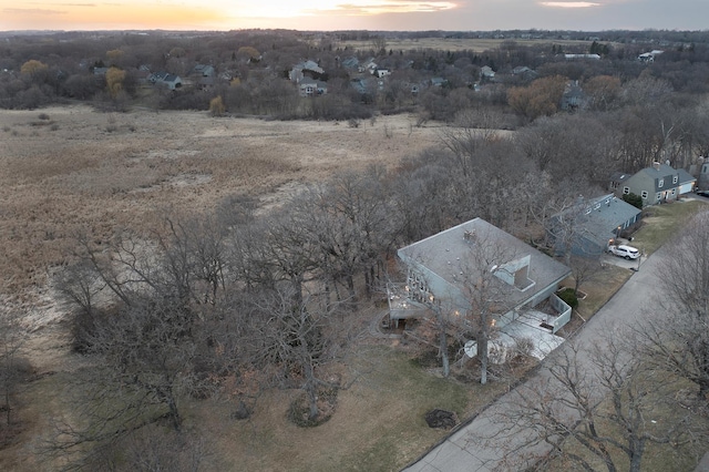 view of aerial view at dusk