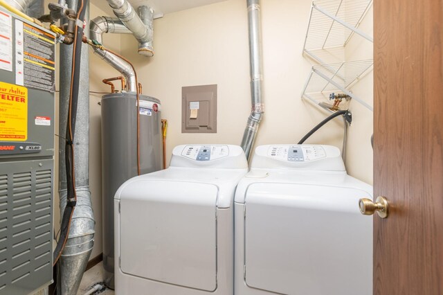 6964 Langford Ct, Edina, MN 55436 - laundry area featuring separate washer and dryer, water heater, and heating unit