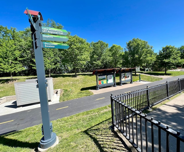 view of community featuring a lawn