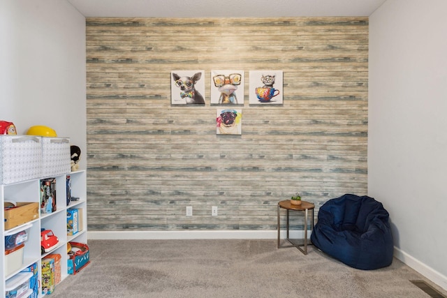 recreation room featuring carpet floors