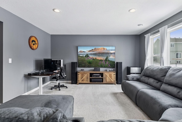 living room with carpet floors