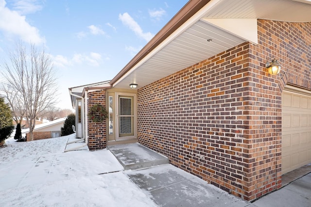 view of snow covered patio