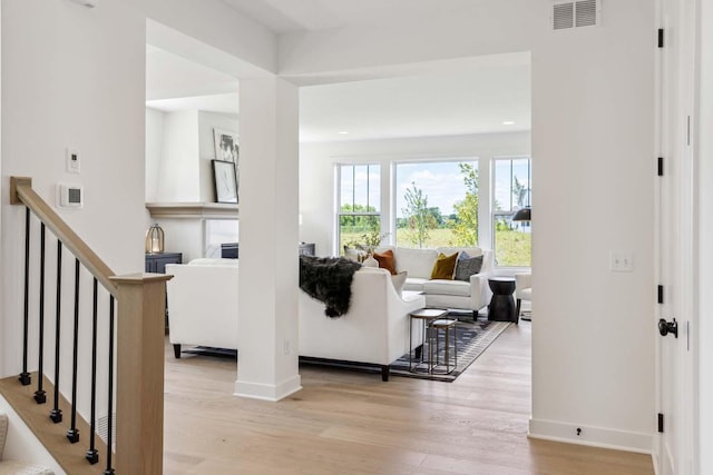 living room featuring light hardwood / wood-style floors