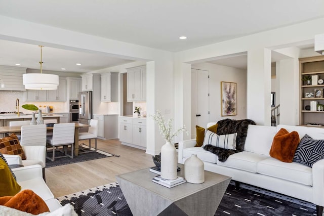 living room featuring light wood-type flooring