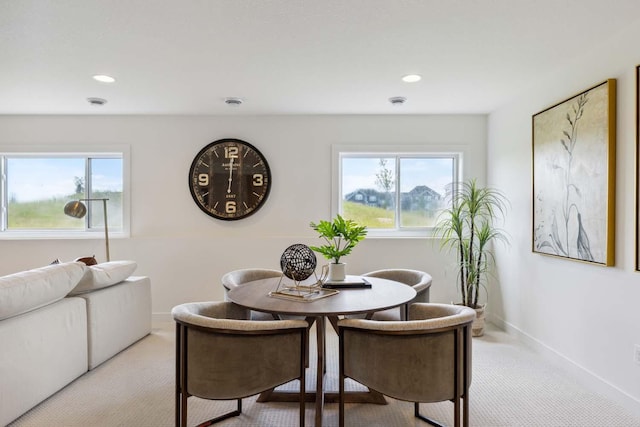 view of carpeted dining room