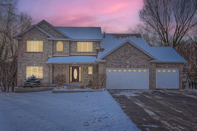 view of front property with a garage