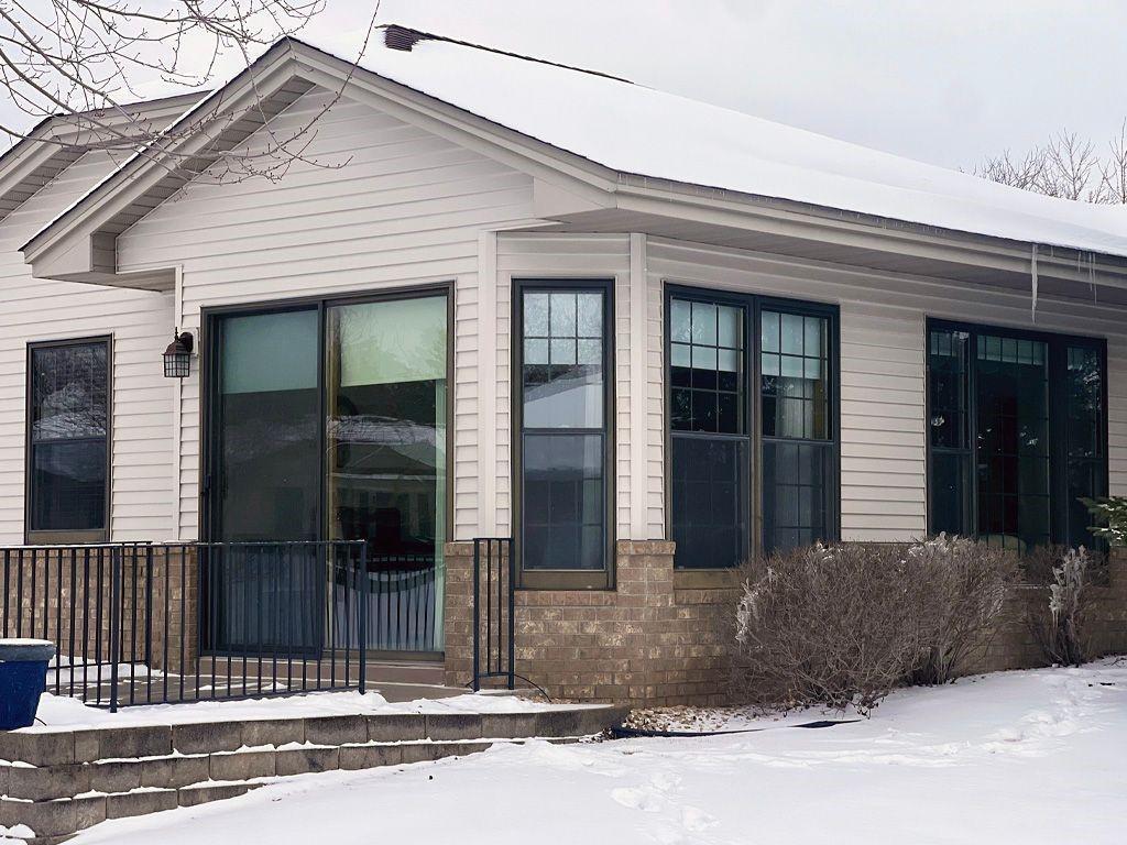 view of snow covered property