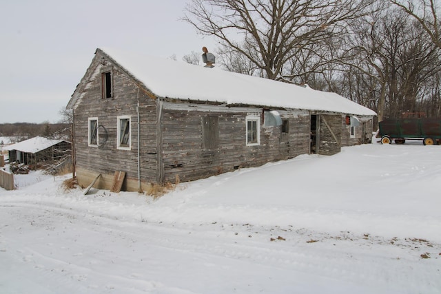 view of snow covered exterior