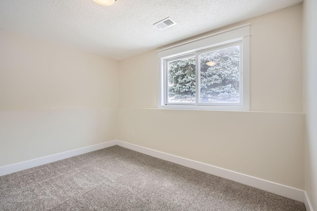 spare room featuring carpet and a textured ceiling