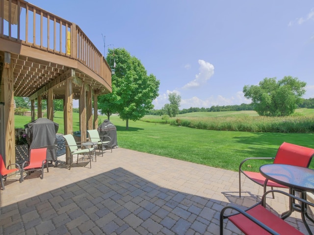 view of patio / terrace with area for grilling and a deck
