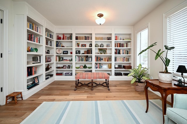 sitting room featuring wood-type flooring