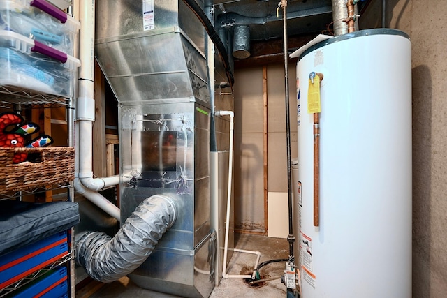 utility room with gas water heater