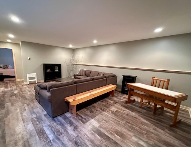14788 Coyote Dr, Park Rapids, MN 56470 - living area featuring dark wood-style flooring and recessed lighting