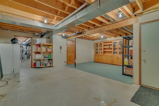 view of unfinished basement