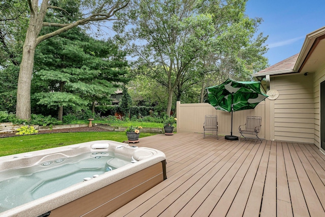 wooden terrace with hot tub deck surround