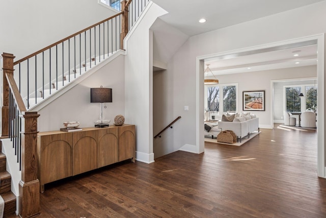 foyer entrance with dark wood-type flooring