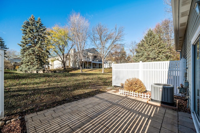 view of patio featuring central AC unit