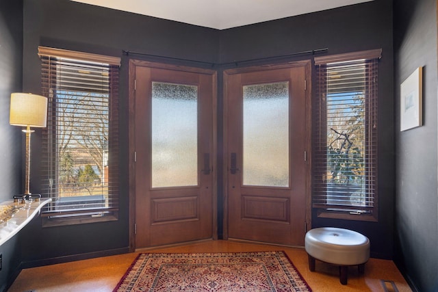 entrance foyer featuring french doors