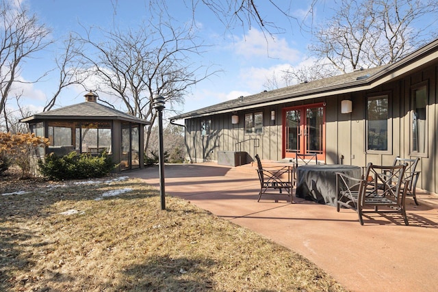 view of patio / terrace with a gazebo and french doors