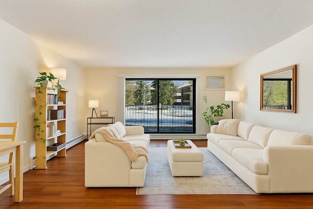 10451 Greenbrier Rd Unit 118, Minnetonka, MN 55305 - living area featuring baseboard heating and wood finished floors