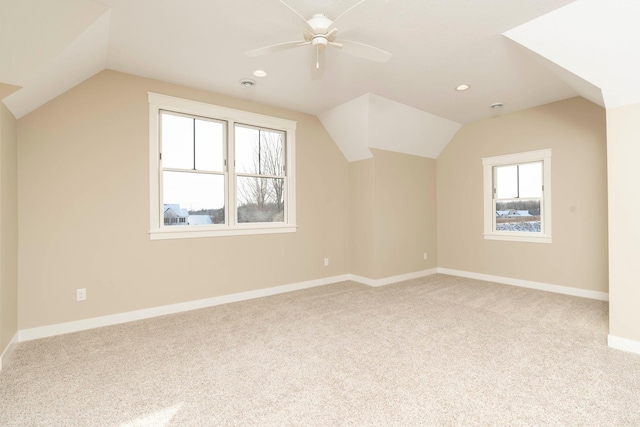 771 Zumbro Oaks Ln NW, Oronoco, MN 55960 - bonus room with carpet flooring, baseboards, vaulted ceiling, and ceiling fan
