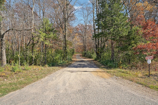 view of road with a view of trees