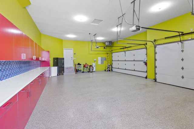 garage with a garage door opener